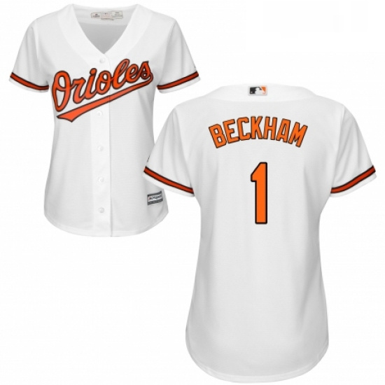 Womens Majestic Baltimore Orioles 1 Tim Beckham Replica White Home Cool Base MLB Jersey