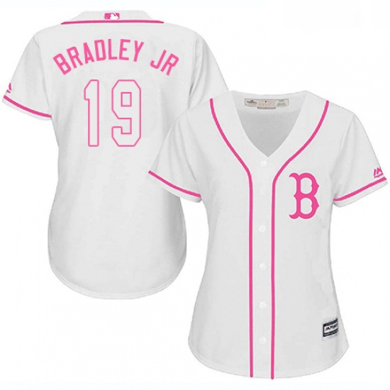 Womens Majestic Boston Red Sox 19 Jackie Bradley Jr Replica White Fashion MLB Jersey