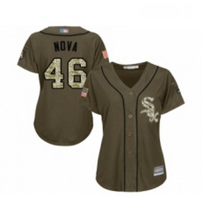 Womens Chicago White Sox 46 Ivan Nova Authentic Green Salute to Service Baseball Jersey