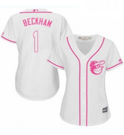 Womens Majestic Baltimore Orioles 1 Tim Beckham Replica White Fashion Cool Base MLB Jersey