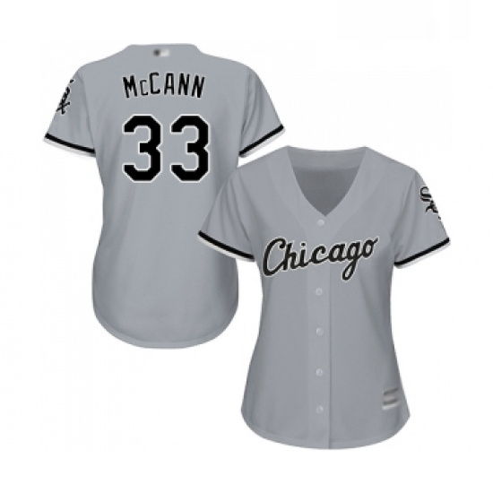 Womens Chicago White Sox 33 James McCann Replica Grey Road Cool Base Baseball Jersey