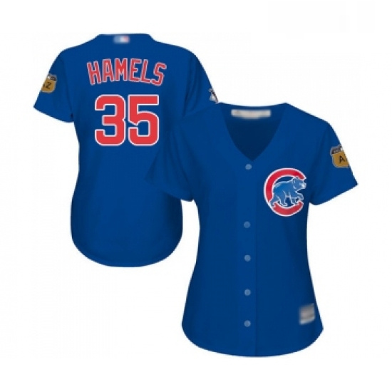 Womens Chicago Cubs 35 Cole Hamels Authentic Royal Blue Alternate Baseball Jersey