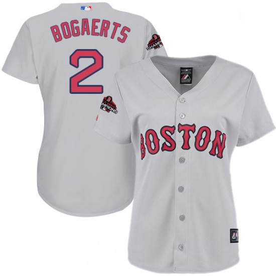 Womens Majestic Boston Red Sox 2 Xander Bogaerts Authentic Grey Road 2018 World Series Champions MLB