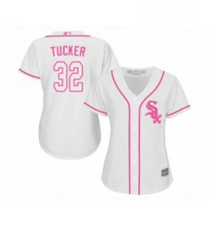 Womens Chicago White Sox 32 Preston Tucker Replica White Fashion Cool Base Baseball Jersey