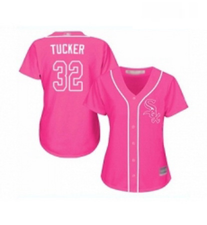 Womens Chicago White Sox 32 Preston Tucker Replica Pink Fashion Cool Base Baseball Jersey