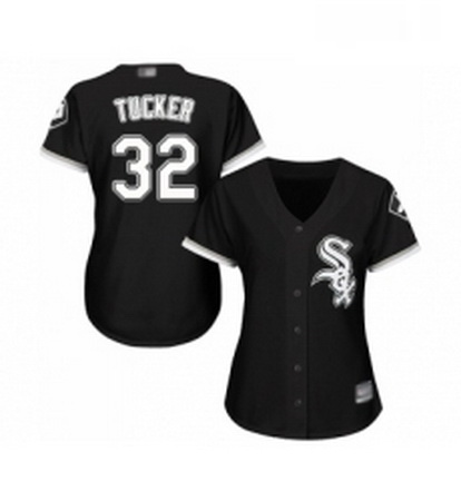 Womens Chicago White Sox 32 Preston Tucker Replica Black Alternate Home Cool Base Baseball Jersey