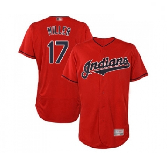 Mens Cleveland Indians 17 Brad Miller Scarlet Alternate Flex Base Authentic Collection Baseball Jers