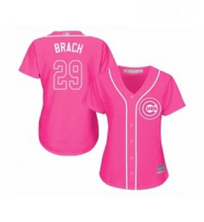 Womens Chicago Cubs 29 Brad Brach Authentic Pink Fashion Baseball Jersey