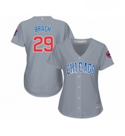 Womens Chicago Cubs 29 Brad Brach Authentic Grey Road Baseball Jersey