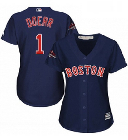 Womens Majestic Boston Red Sox 1 Bobby Doerr Authentic Navy Blue Alternate Road 2018 World Series Ch