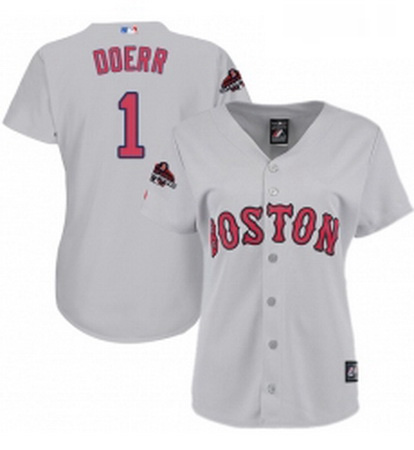 Womens Majestic Boston Red Sox 1 Bobby Doerr Authentic Grey Road 2018 World Series Champions MLB Jer