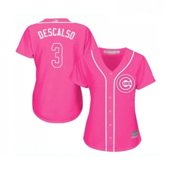 Womens Chicago Cubs 3 Daniel Descalso Authentic Pink Fashion Baseball Jersey