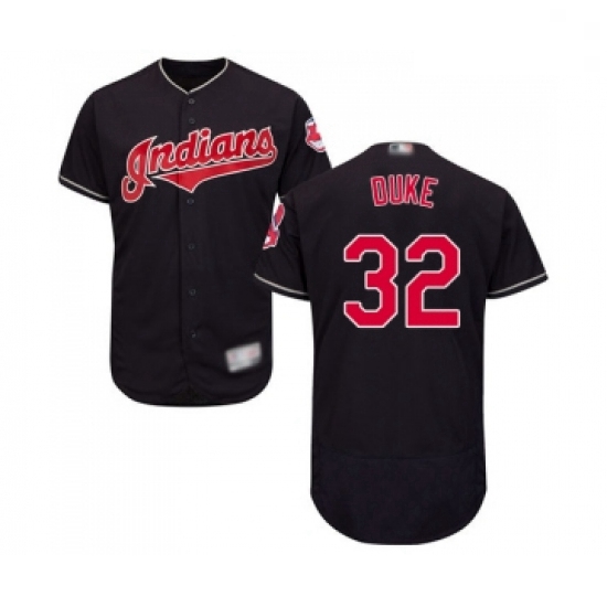 Mens Cleveland Indians 32 Zach Duke Navy Blue Alternate Flex Base Authentic Collection Baseball Jers