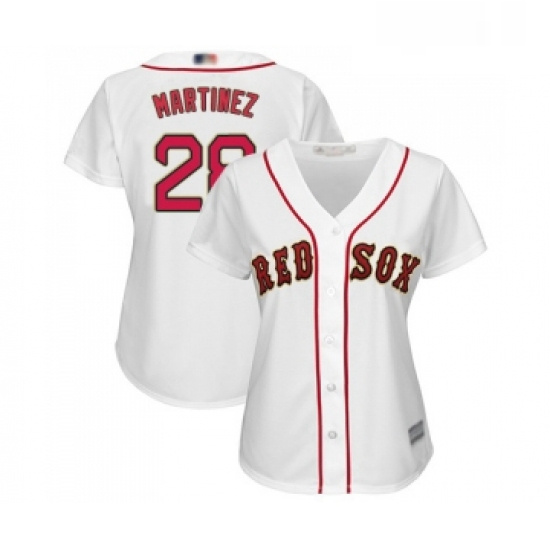 Womens Boston Red Sox 28 J D Martinez Authentic White 2019 Gold Program Cool Base Baseball Jersey