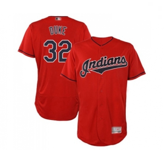 Mens Cleveland Indians 32 Zach Duke Scarlet Alternate Flex Base Authentic Collection Baseball Jersey