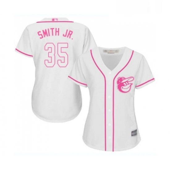 Womens Baltimore Orioles 35 Dwight Smith Jr Replica White Fashion Cool Base Baseball Jersey