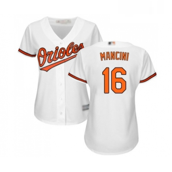 Womens Baltimore Orioles 16 Trey Mancini Replica White Home Cool Base Baseball Jersey