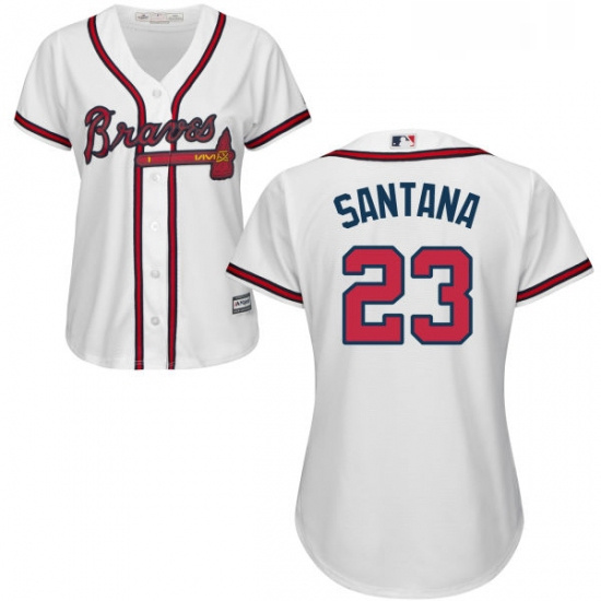 Womens Majestic Atlanta Braves 23 Danny Santana Authentic White Home Cool Base MLB Jersey