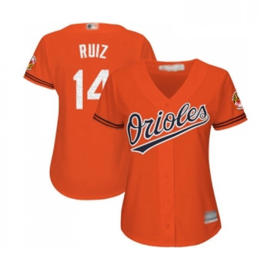 Womens Baltimore Orioles 14 Rio Ruiz Replica Orange Alternate Cool Base Baseball Jersey