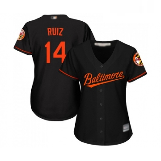 Womens Baltimore Orioles 14 Rio Ruiz Replica Black Alternate Cool Base Baseball Jersey