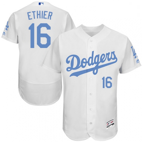 Mens Majestic Los Angeles Dodgers 16 Andre Ethier Authentic White 2016 Fathers Day Fashion Flex Base