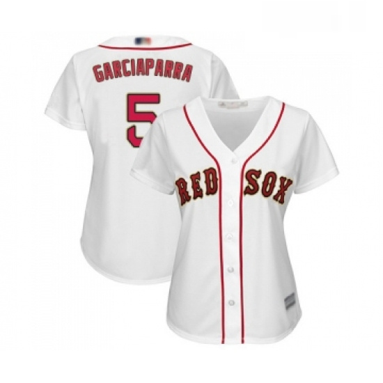 Womens Boston Red Sox 5 Nomar Garciaparra Authentic White 2019 Gold Program Cool Base Baseball Jerse