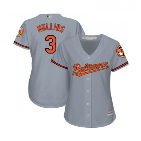 Womens Baltimore Orioles 3 Cedric Mullins Replica Grey Road Cool Base Baseball Jersey