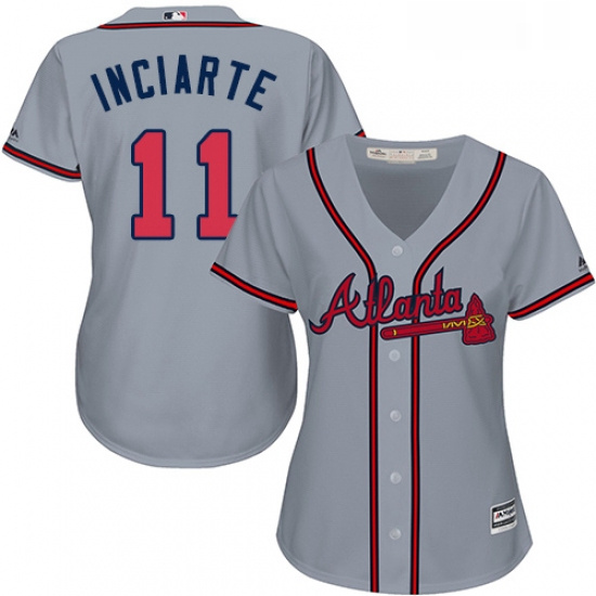 Womens Majestic Atlanta Braves 11 Ender Inciarte Authentic Grey Road Cool Base MLB Jersey