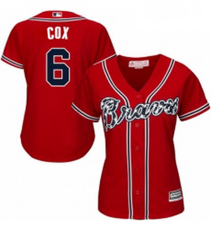 Womens Majestic Atlanta Braves 6 Bobby Cox Replica Red Alternate Cool Base MLB Jersey