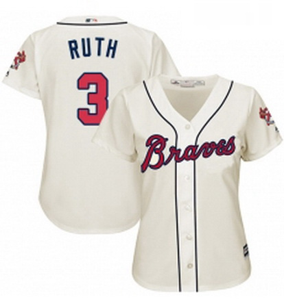 Womens Majestic Atlanta Braves 3 Babe Ruth Authentic Cream Alternate 2 Cool Base MLB Jersey