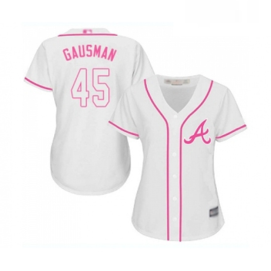 Womens Atlanta Braves 45 Kevin Gausman Replica White Fashion Cool Base Baseball Jersey