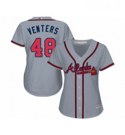 Womens Atlanta Braves 48 Jonny Venters Replica Grey Road Cool Base Baseball Jersey