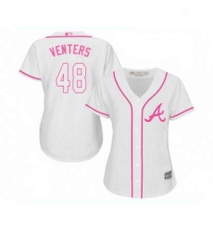 Womens Atlanta Braves 48 Jonny Venters Replica White Fashion Cool Base Baseball Jersey