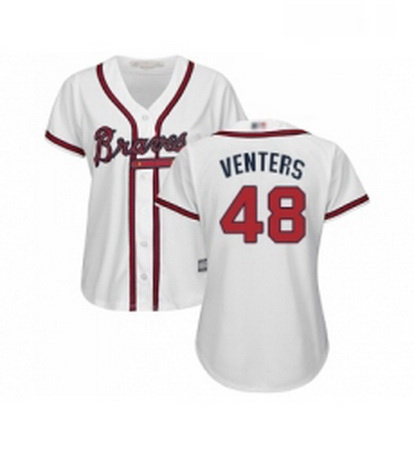 Womens Atlanta Braves 48 Jonny Venters Replica White Home Cool Base Baseball Jersey