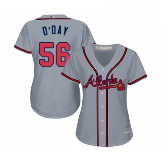 Womens Atlanta Braves 56 Darren O Day Replica Grey Road Cool Base Baseball Jersey