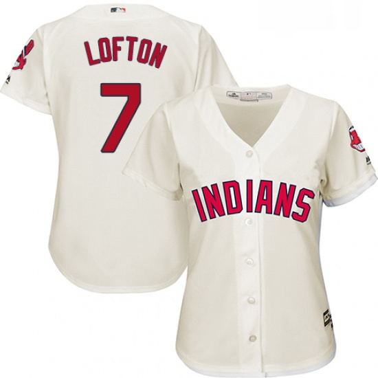 Womens Majestic Cleveland Indians 7 Kenny Lofton Authentic Cream