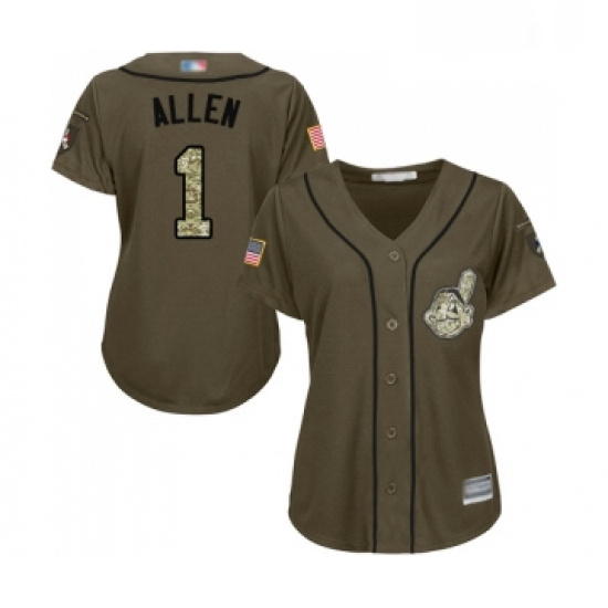 Womens Cleveland Indians 1 Greg Allen Authentic Green Salute to 