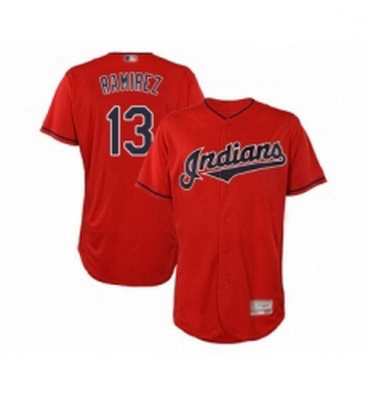 Mens Cleveland Indians 13 Hanley Ramirez Scarlet Alternate Flex Base Authentic Collection Baseball J