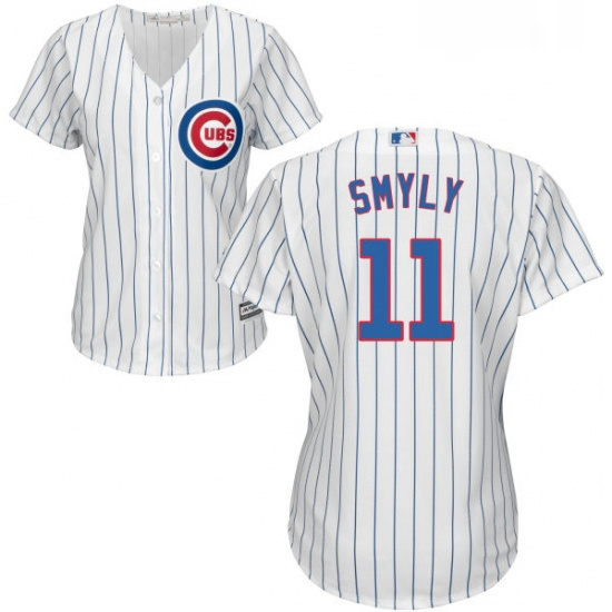 Womens Majestic Chicago Cubs 11 Drew Smyly Authentic White Home Cool Base MLB Jersey