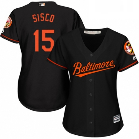 Womens Majestic Baltimore Orioles 15 Chance Sisco Replica Black Alternate Cool Base MLB Jersey