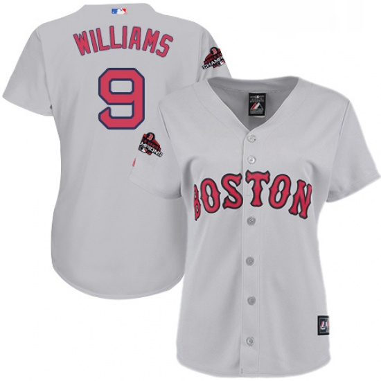 Womens Majestic Boston Red Sox 9 Ted Williams Authentic White Fashion 2018 World Series Champions ML