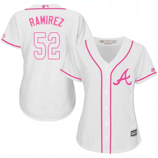 Womens Majestic Atlanta Braves 52 Jose Ramirez Authentic White Fashion Cool Base MLB Jersey