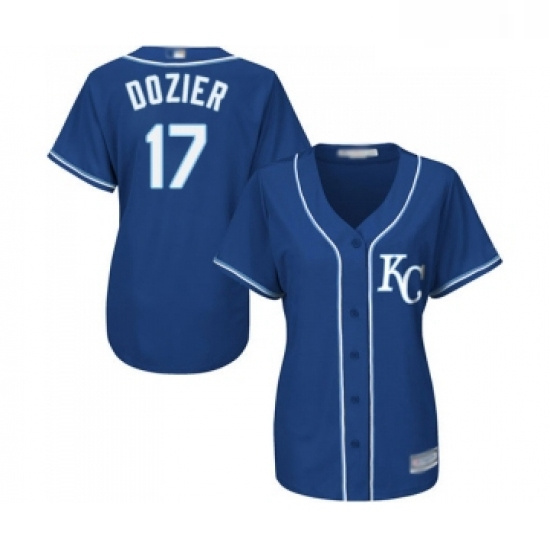 Womens Kansas City Royals 17 Hunter Dozier Replica Blue Alternate 2 Cool Base Baseball Jersey