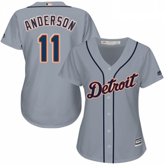 Womens Majestic Detroit Tigers 11 Sparky Anderson Replica Grey R