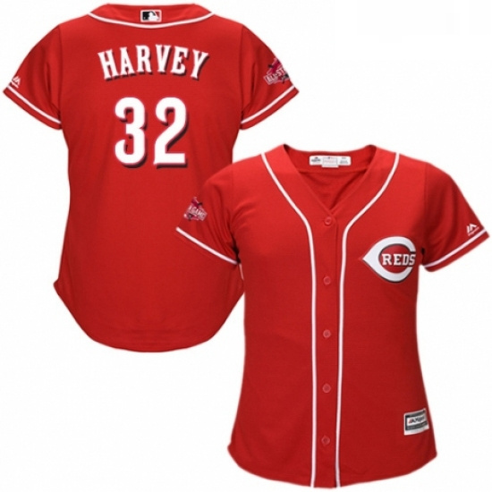 Womens Majestic Cincinnati Reds 32 Matt Harvey Replica Red Alternate Cool Base MLB Jersey