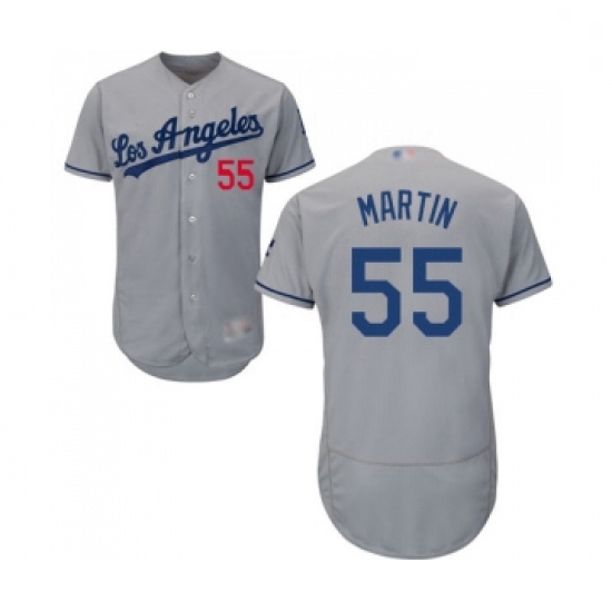 Mens Los Angeles Dodgers 55 Russell Martin Grey Road Flex Base A