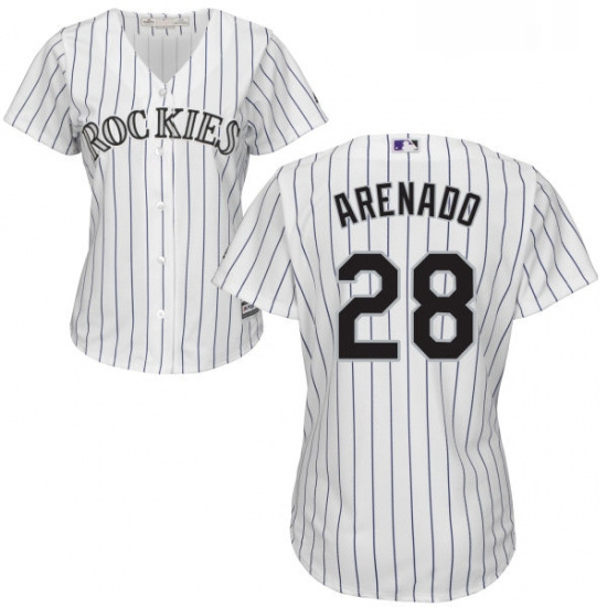 Womens Majestic Colorado Rockies 28 Nolan Arenado Authentic White Home Cool Base MLB Jersey