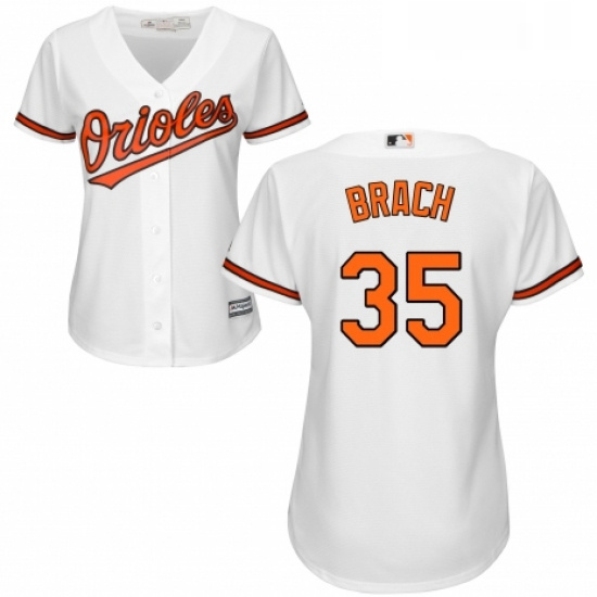 Womens Majestic Baltimore Orioles 35 Brad Brach Authentic White Home Cool Base MLB Jersey