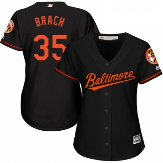 Womens Majestic Baltimore Orioles 35 Brad Brach Replica Black Alternate Cool Base MLB Jersey