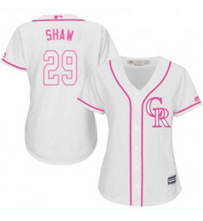 Womens Majestic Colorado Rockies 29 Bryan Shaw Authentic White Fashion Cool Base MLB Jersey